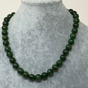 Big bold jade necklace 10mm 14k gold clasp gorgeous